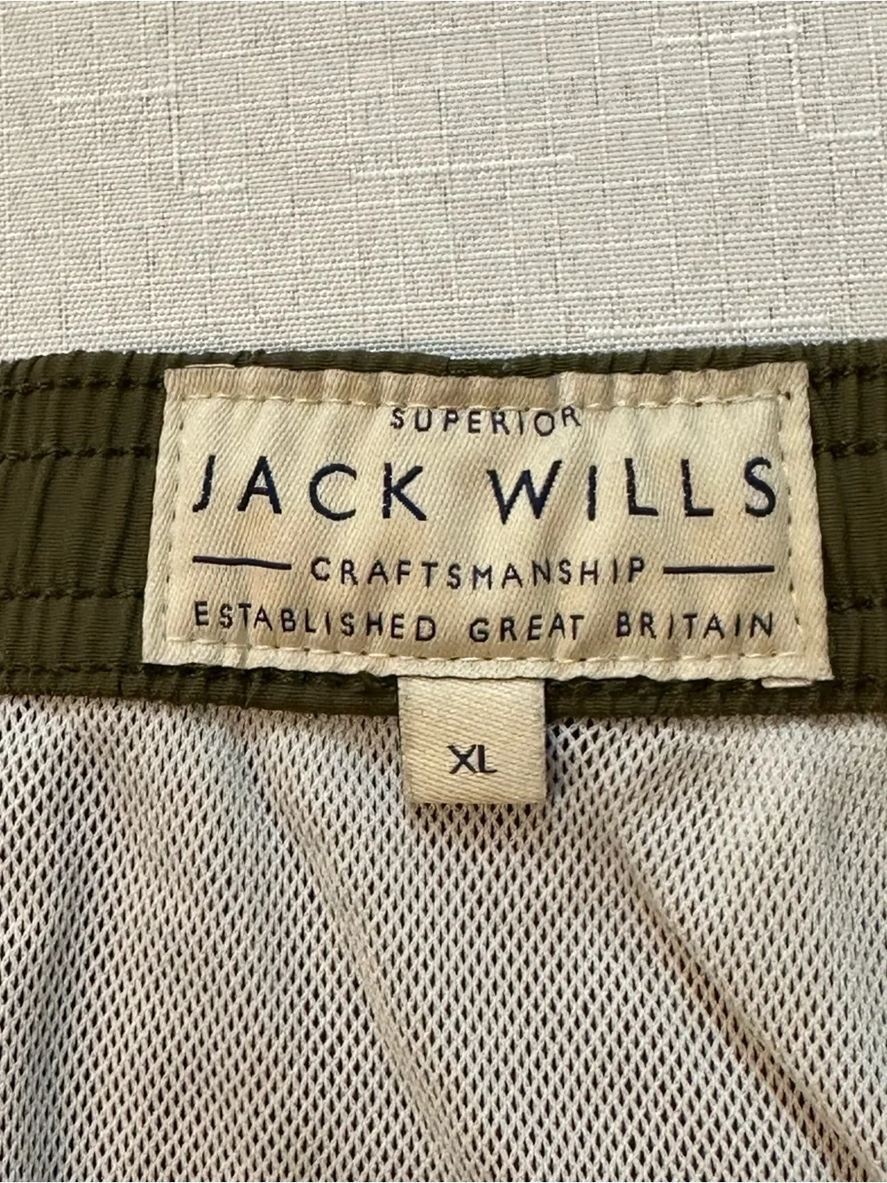 Jack Wills Olive Green Mesh Lined Swim Trunks Men’s XL